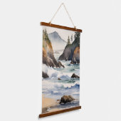 Oregon Coast Pacific Northwest Ocean Beach Hangend Wandkleed (Gebogen)