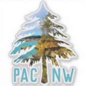 Oregon Coast PACNW Tree Cutout Sticker (Voorkant)