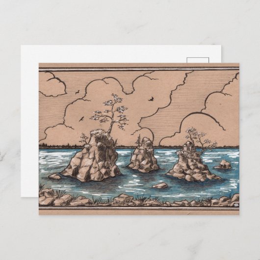Oregon Coast Seastacks tonend papier landschapskun Briefkaart (Voorkant / Achterkant)