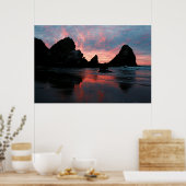Oregon Coast Sunrise Beach Rocks Nature Photo Poster (Keuken)