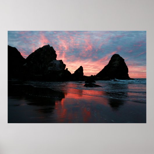 Oregon Coast Sunrise Beach Rocks Nature Photo Poster (Voorkant)