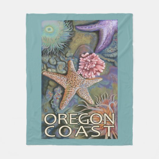 Oregon Coast Tidepool Fleece Deken (Voorkant)