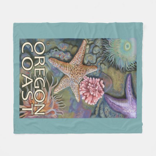 Oregon Coast Tidepool Fleece Deken (Voorkant (Horizontaal))