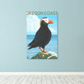 Oregon Coast Tufted Puffin Canvas Afdruk (Insitu (Houten vloer))