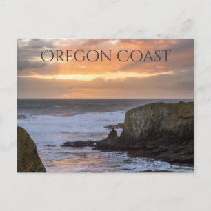 Oregon Coast Yaquina Sunset Ocean Photo Souvenir Briefkaart