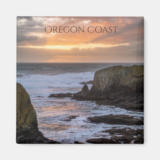 Oregon Coast Yaquina Sunset Ocean Photo Souvenir Magneet (Voorkant)