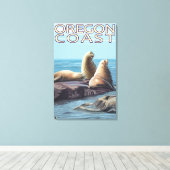 Oregon Coast Zee Lions Canvas Afdruk (Insitu (Houten vloer))