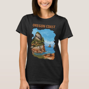 Oregon Coast Zee Stapel Retro Reizen T-shirt