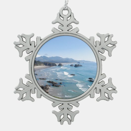 Oregon Coastal Viewpoint Tin Sneeuwvlok Ornament (Voorkant)