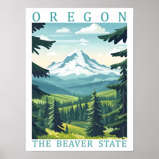 Oregon de beverstaat USA Reisbestemming Poster (Voorkant)