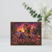 Oregon Día de los Muertos Retro Briefkaart (Staand voorkant)