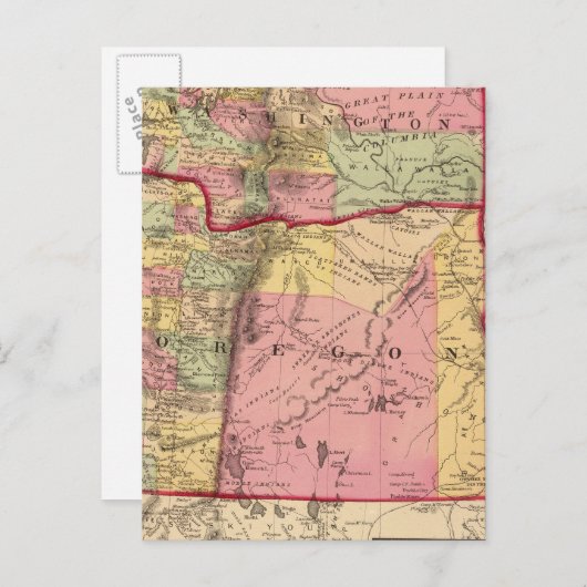 Oregon en het grondgebied van Washington Briefkaart (Voorkant / Achterkant)