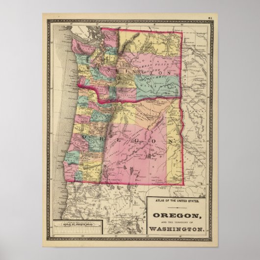 Oregon en het grondgebied van Washington Poster (Voorkant)