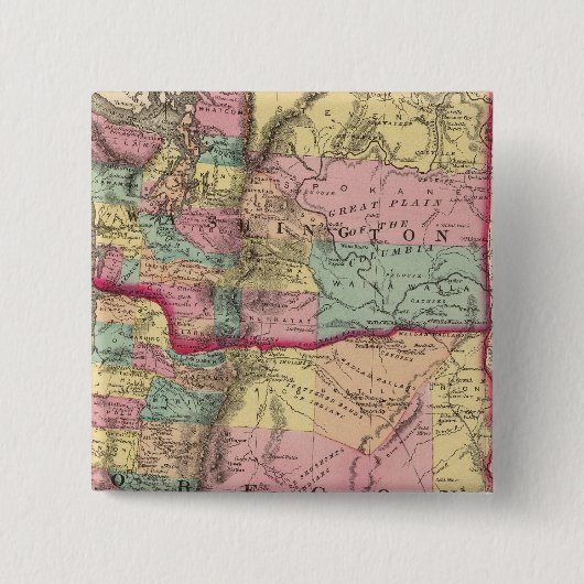 Oregon en het grondgebied van Washington Vierkante Button 5,1 Cm (Voorkant)