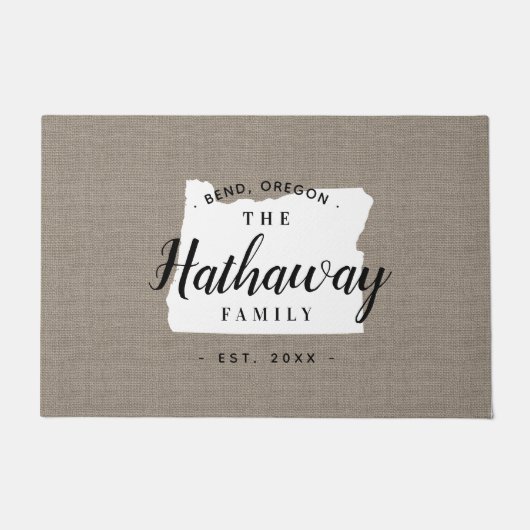 Oregon Familie Monogram Staat Doormat Deurmat (Voorkant)
