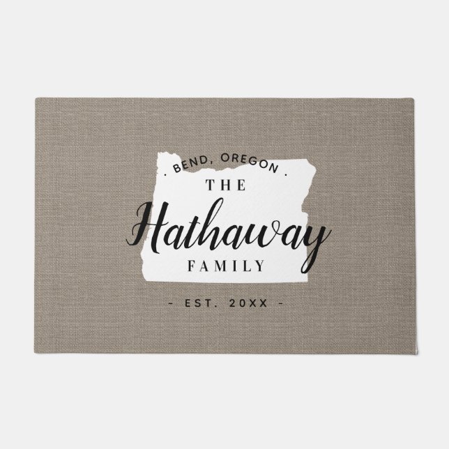 Oregon Familie Monogram Staat Doormat Deurmat (Voorkant)