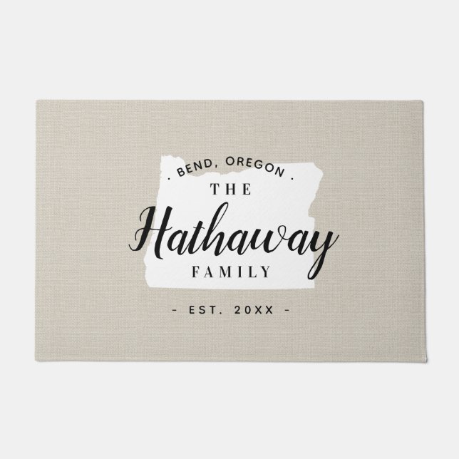 Oregon Familie Monogram Staat Doormat Deurmat (Voorkant)