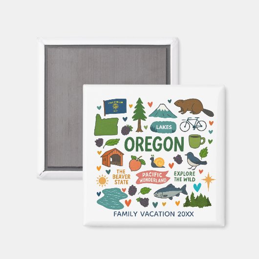 Oregon Family Trip Keepsake Custom Magneet (Voorkant / Achterkant)