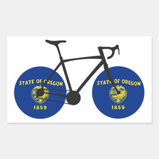 Oregon Flag Cycling Rechthoekige Sticker (Voorkant)