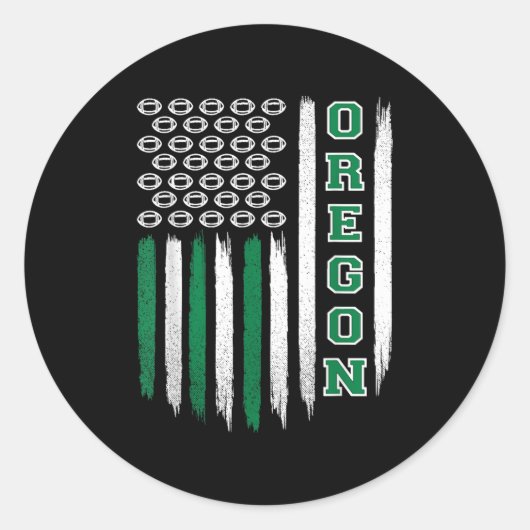 Oregon Flag Usa College Font Design For Men Women Ronde Sticker (Voorkant)