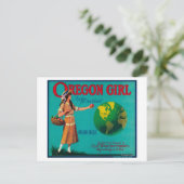 Oregon Girl Apple Crate LabelElgin, OF Briefkaart (Staand voorkant)