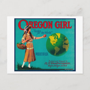 Oregon Girl Apple Crate LabelElgin, OF Briefkaart