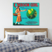 Oregon Girl Apple Crate LabelElgin, OF Canvas Afdruk (Insitu (Slaapkamer))