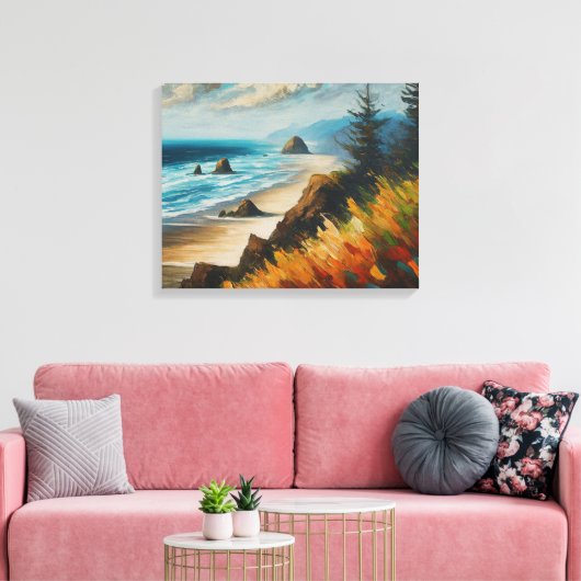 Oregon Golven Zeelandschap Abstract Canvas Afdruk (Insitu (Woonkamer))