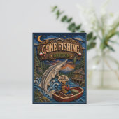 Oregon Gone Fishing Witte Steur Briefkaart (Staand voorkant)