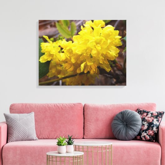 Oregon Grape Flowers Yellow Wildbloemen Canvas Afdruk (Insitu (Woonkamer))