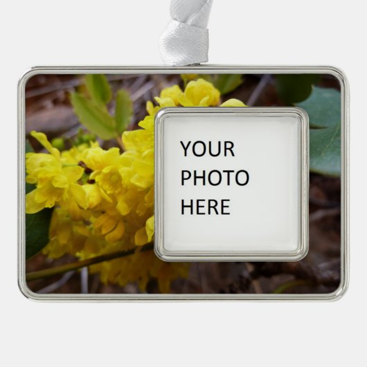 Oregon Grape Flowers Yellow Wildbloemen Verzilverd Omlijst Ornament (Voorkant)