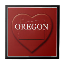 Oregon Heart Map Home Decor Tile