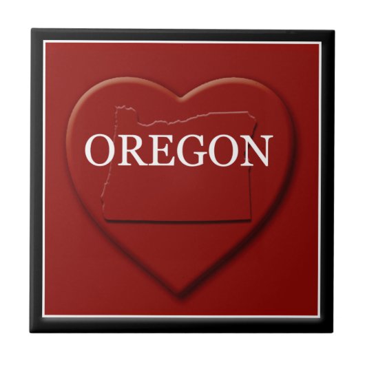 Oregon Heart Map Home Decor Tile Tegeltje (Voorkant)