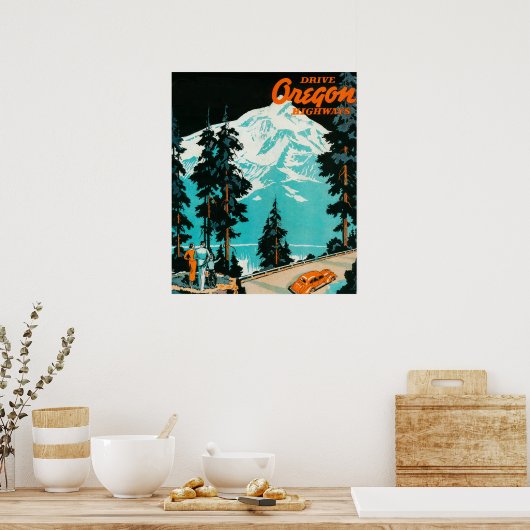 Oregon Highways Adverteren Poster (Keuken)