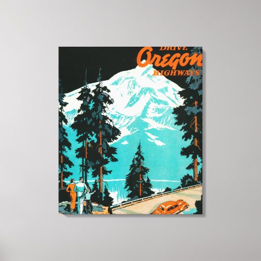 Oregon Highways Adverteren Poster Canvas Afdruk (Voorkant)