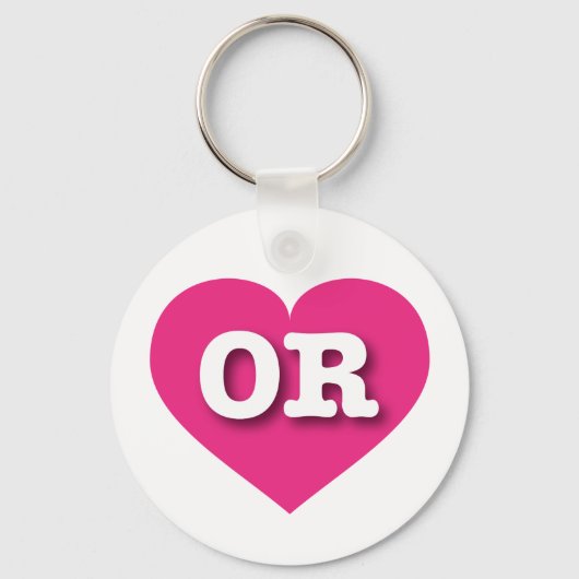 Oregon Hot Pink Heart - Ik hou van OR Sleutelhanger (Voorkant)