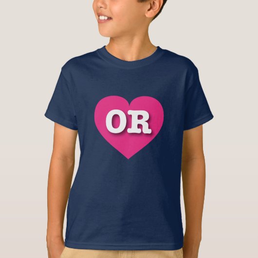 Oregon Hot Pink Heart - Ik hou van OR T-shirt (Voorkant)