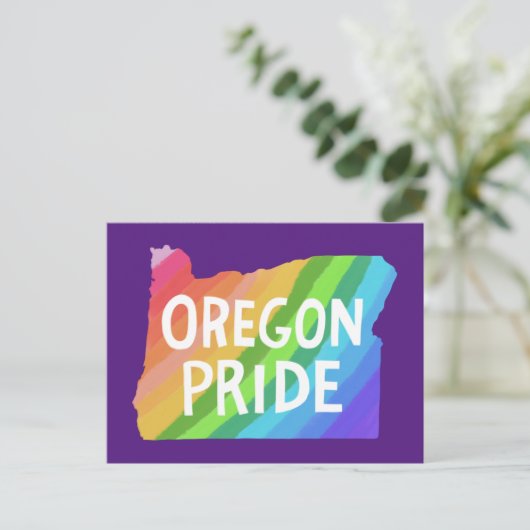 Oregon Illustrated Map PRIDE RAINBOW Briefkaart (Staand voorkant)