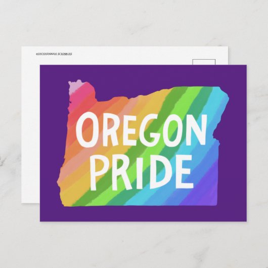 Oregon Illustrated Map PRIDE RAINBOW Briefkaart (Voorkant / Achterkant)