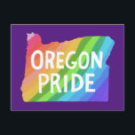 Oregon Illustrated Map PRIDE RAINBOW Briefkaart<br><div class="desc">Bekijk deze kleurrijke Oregon kaart tekening. Verander de achtergrondkleur of voeg uw eigen tekst toe. Bezoek mijn winkel voor meer!</div>
