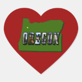 Oregon kaart overzicht en Afbeelding tekst Hart Sticker (Voorkant)