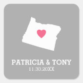 Oregon Kaart Thuis Staat Liefde met Optionele Hart Vierkante Sticker (Voorkant)