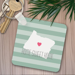 Oregon kaart thuishaven liefde met aangepaste hart sleutelhanger