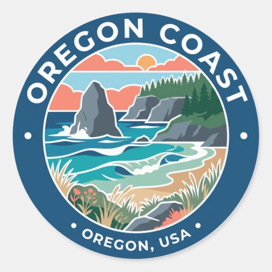 Oregon-kust Ronde Sticker (Voorkant)