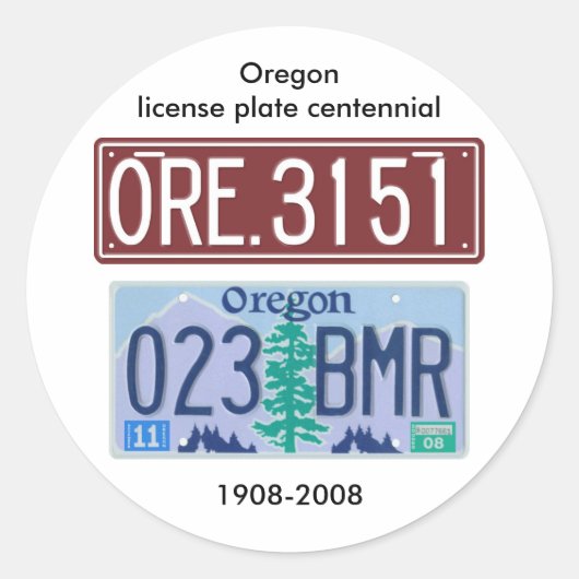 Oregon licentie bord honderdjarig ronde sticker (Voorkant)