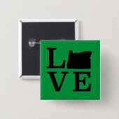 Oregon LOVE Black Vierkante Button 5,1 Cm (Voorkant /achterkant)