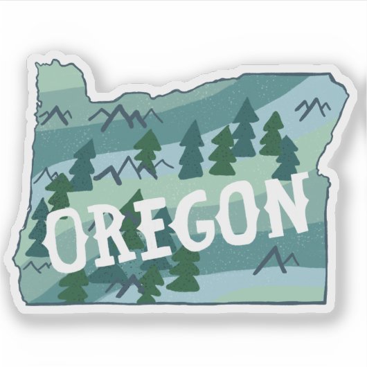 OREGON MAP Colour Pencil Art Sticker (Voorkant)