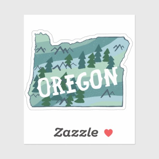 OREGON MAP Colour Pencil Art Sticker (Vel)