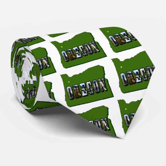 Oregon Map en Afbeelding Text Stropdas (Opgerold)