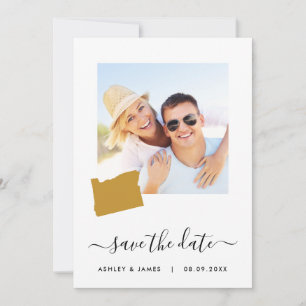 Oregon Map Foto Wedding Save the Date Card